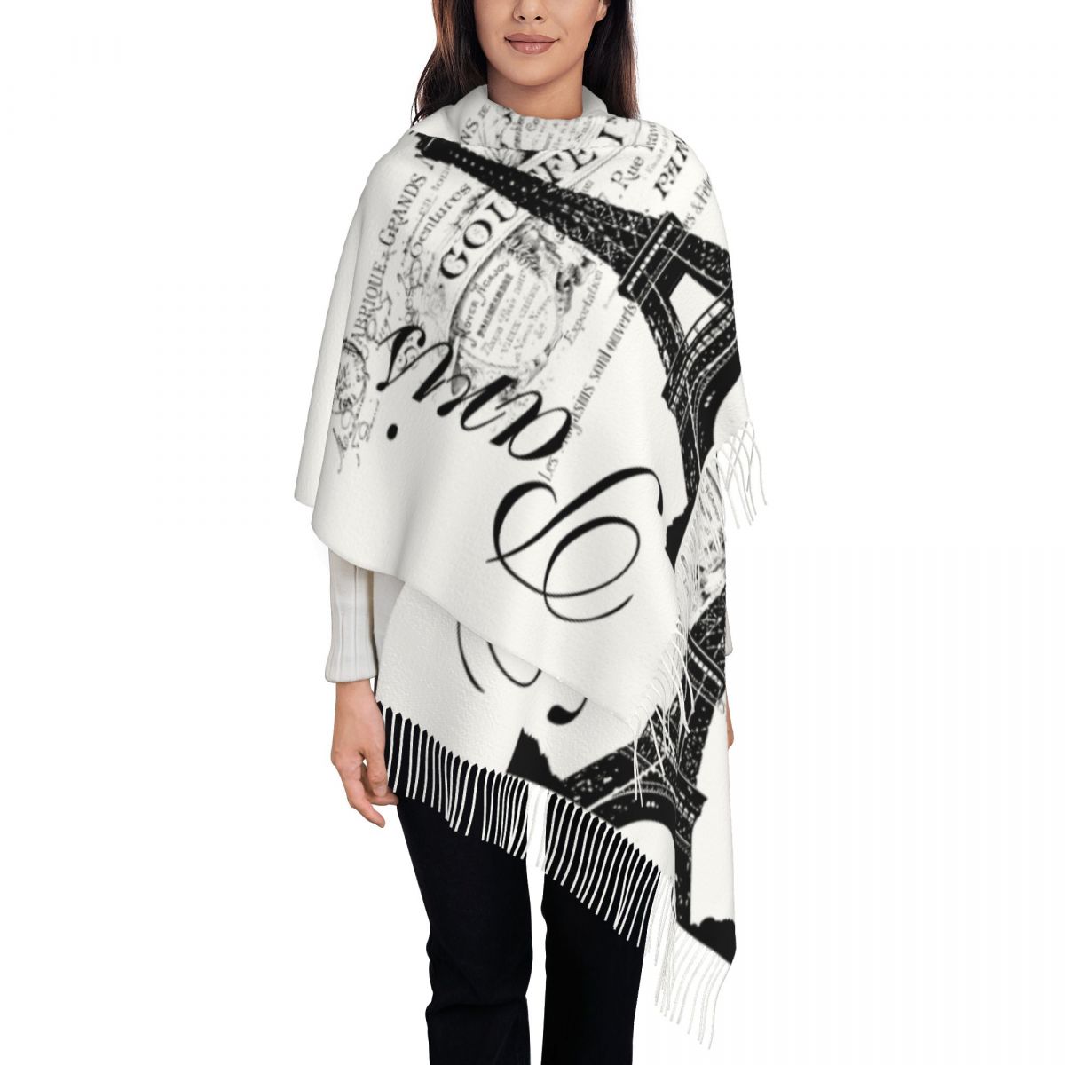 Paris Men'S Fashion - Custom Printed Vintage Eiffel Tower Scarf