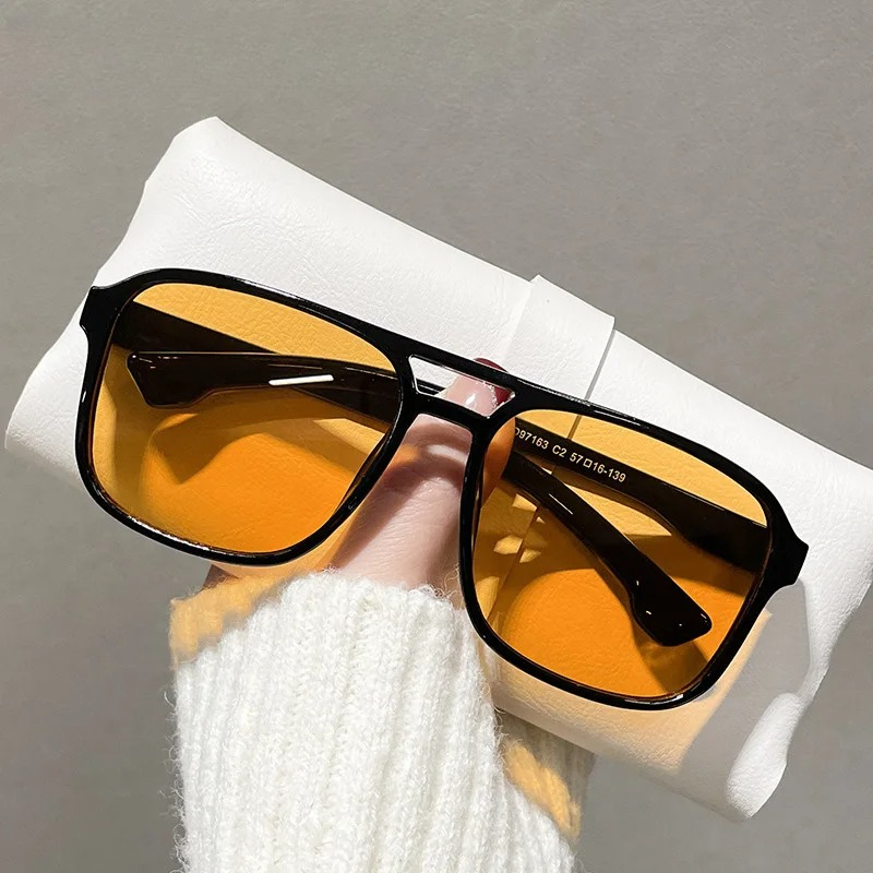 Men'S Fashion Glasses - Square Double Bridges Sunglasses Women Retro