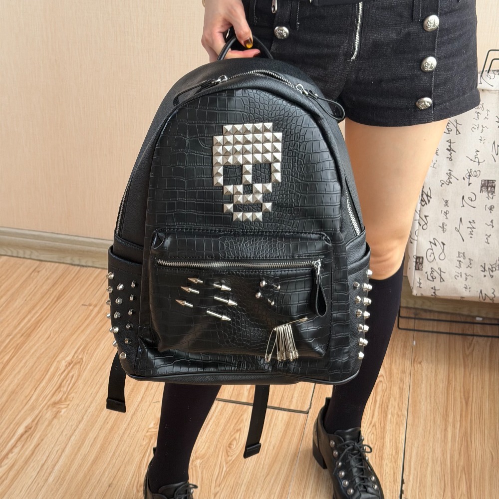 Mens Fashion Blog - Original Black Crocodile Pattern Skull Rivet