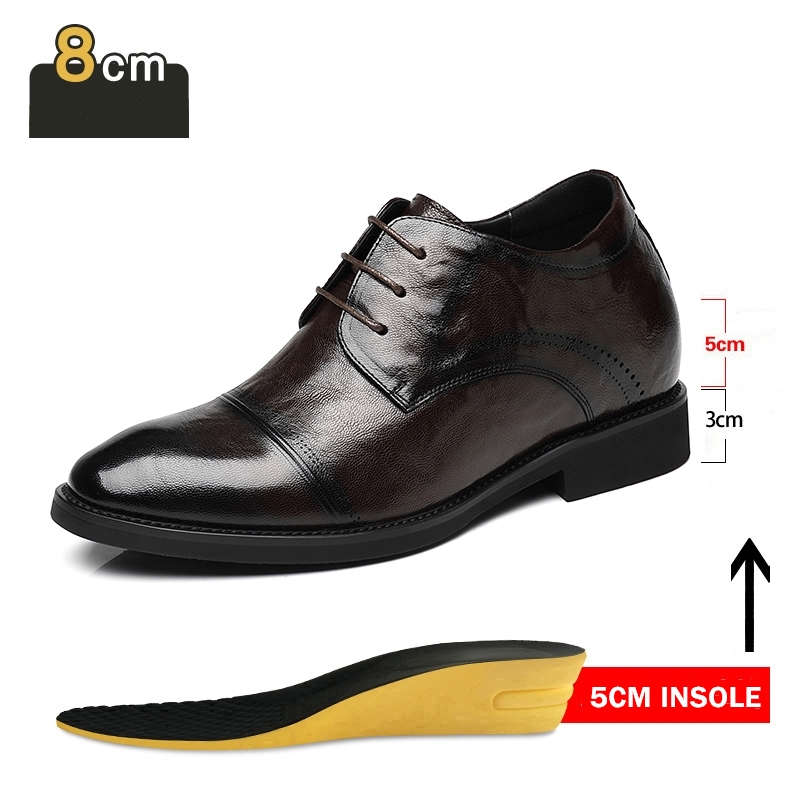 Oxford Shoes Brogue - Man Elevator Shoes Business Dress Leather