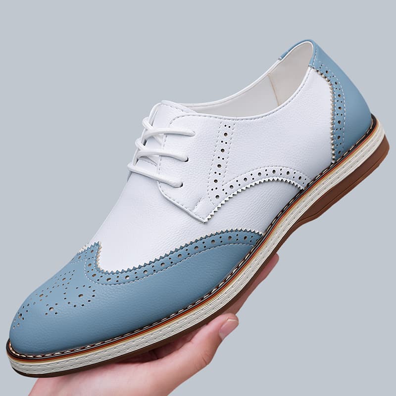 Oxford Shoes Brogue - Mens White Blue Two Tone Brogue