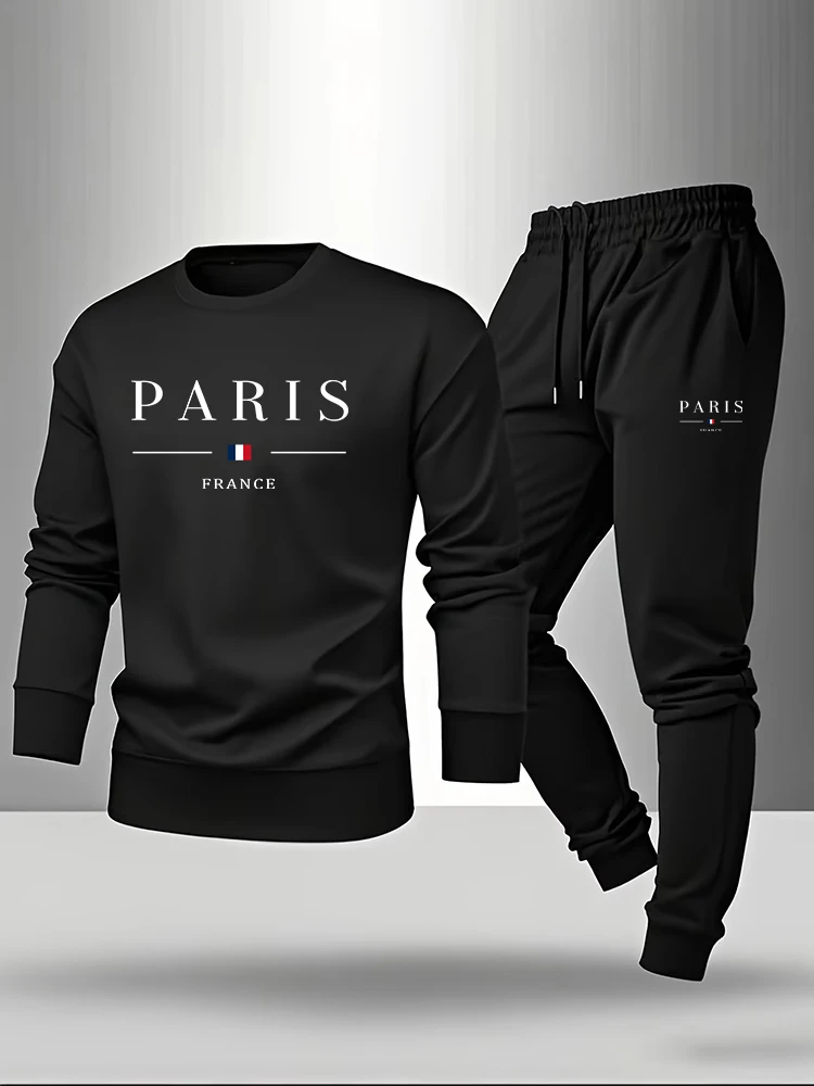 Paris Men'S Fashion - Paris Print Men's Set Pullover &