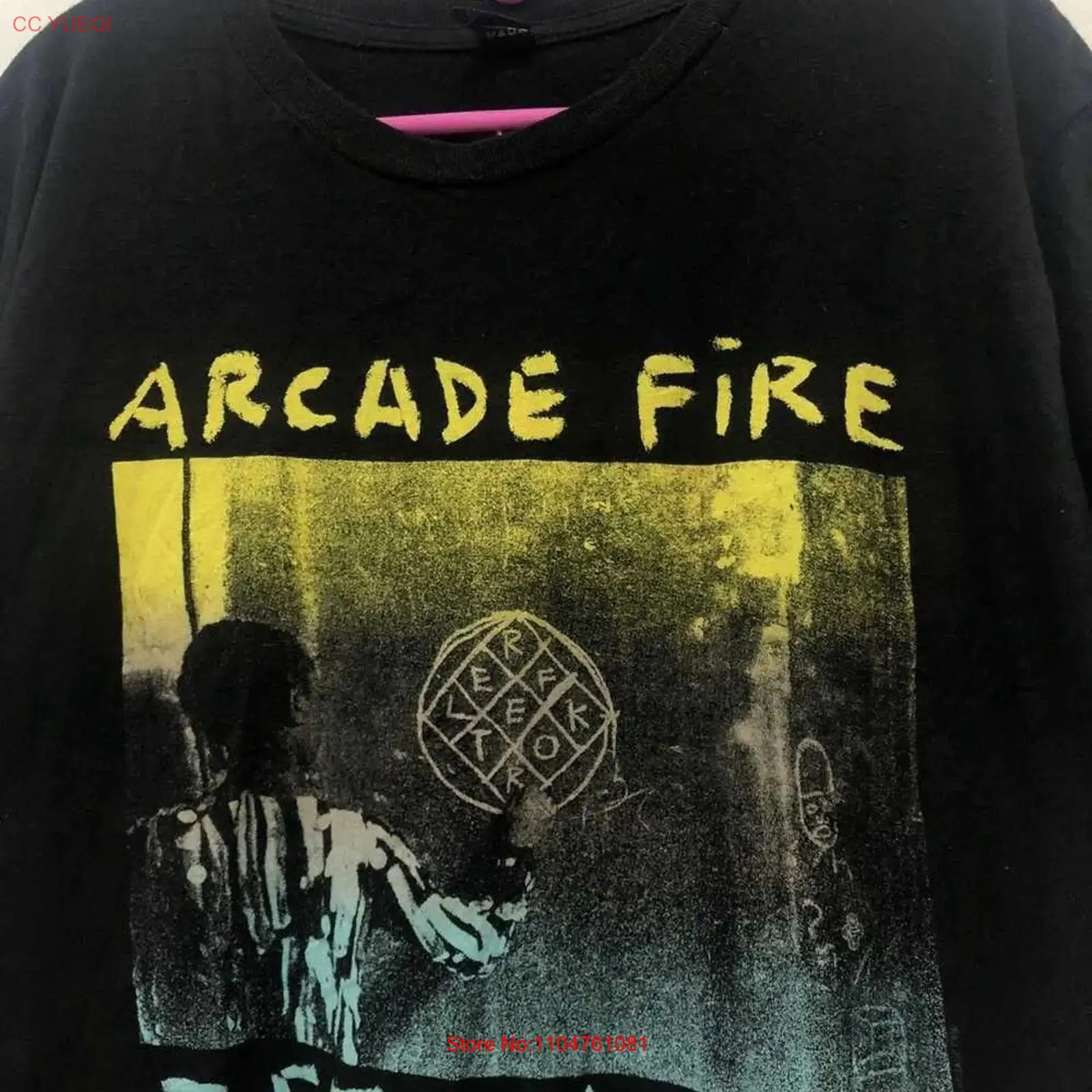 Mens Fashion Black Shirt - Retro Arcade Fire Black Cotton All
