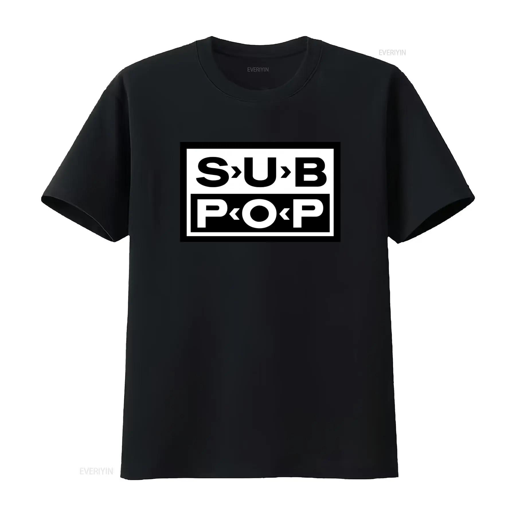 Sub Pop Logo T Shirt Black wit - đánh giá và giá Mens Fashion Black Shirt