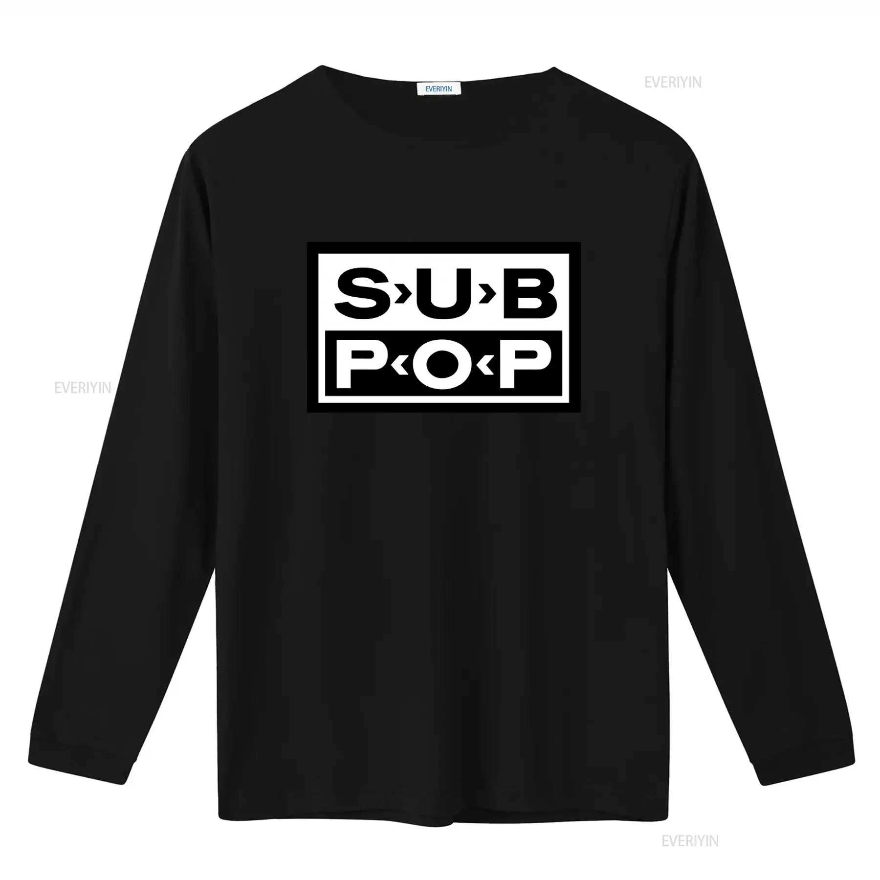 Sub Pop Logo T Shirt Black wit - đánh giá và giá Mens Fashion Black Shirt