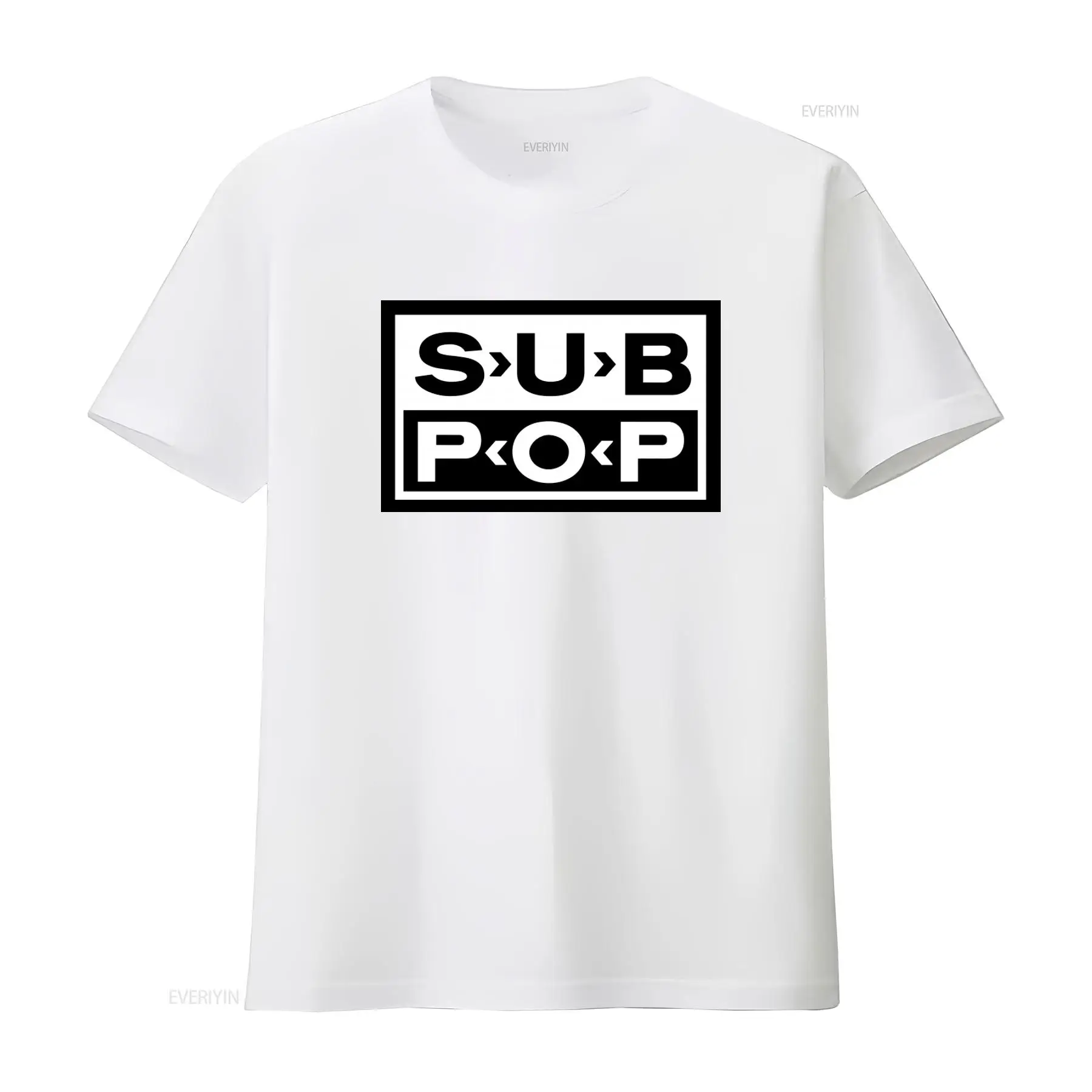 Sub Pop Logo T Shirt Black wit - đánh giá và giá Mens Fashion Black Shirt