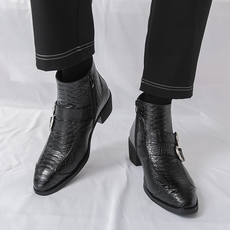 Men High Top Boots PU Belt Buc - đánh giá và giá Belt Mens Fashion