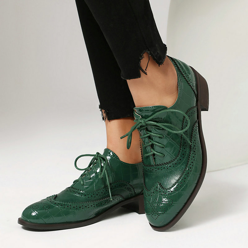 Women Stone Print Brogue Oxfor - đánh giá và giá Oxford Shoes Brogue