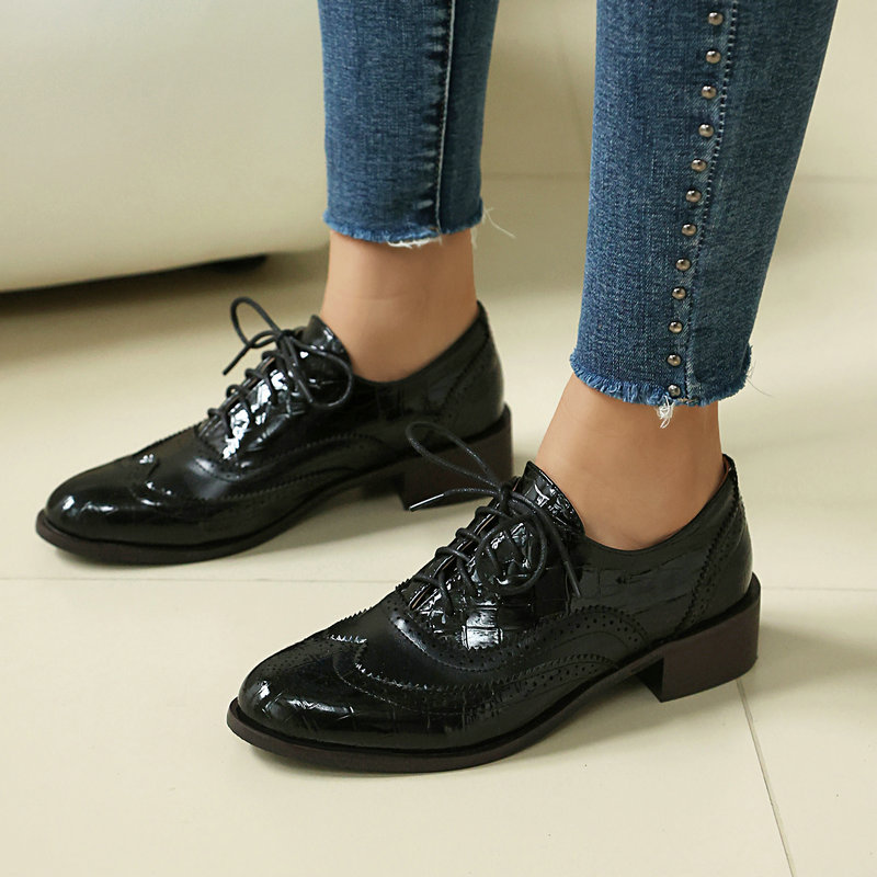 Women Stone Print Brogue Oxfor - đánh giá và giá Oxford Shoes Brogue