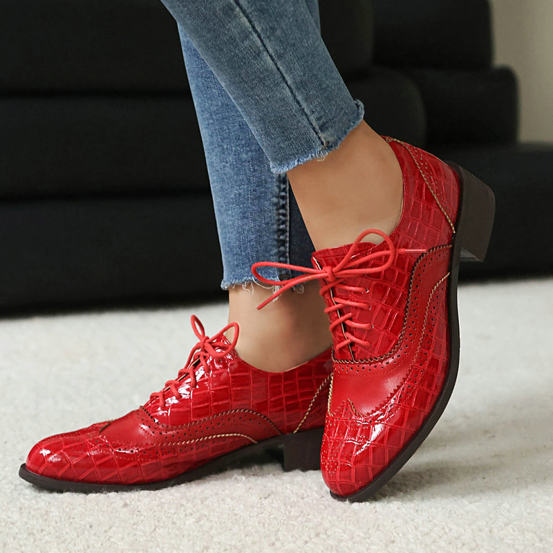 Women Stone Print Brogue Oxfor - đánh giá và giá Oxford Shoes Brogue