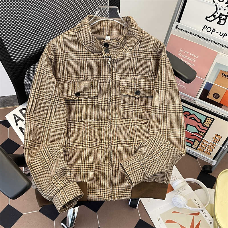 Women's Brown Plaid Autumn Jac - đánh giá và giá Harrington Jacket
