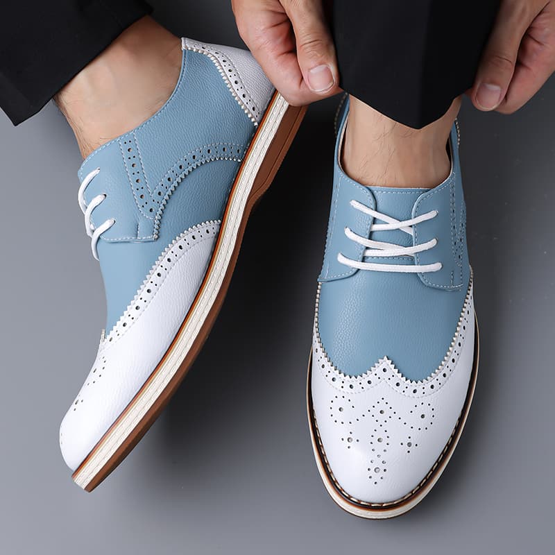 Mens White Blue Two Tone Brogu - đánh giá và giá Oxford Shoes Brogue