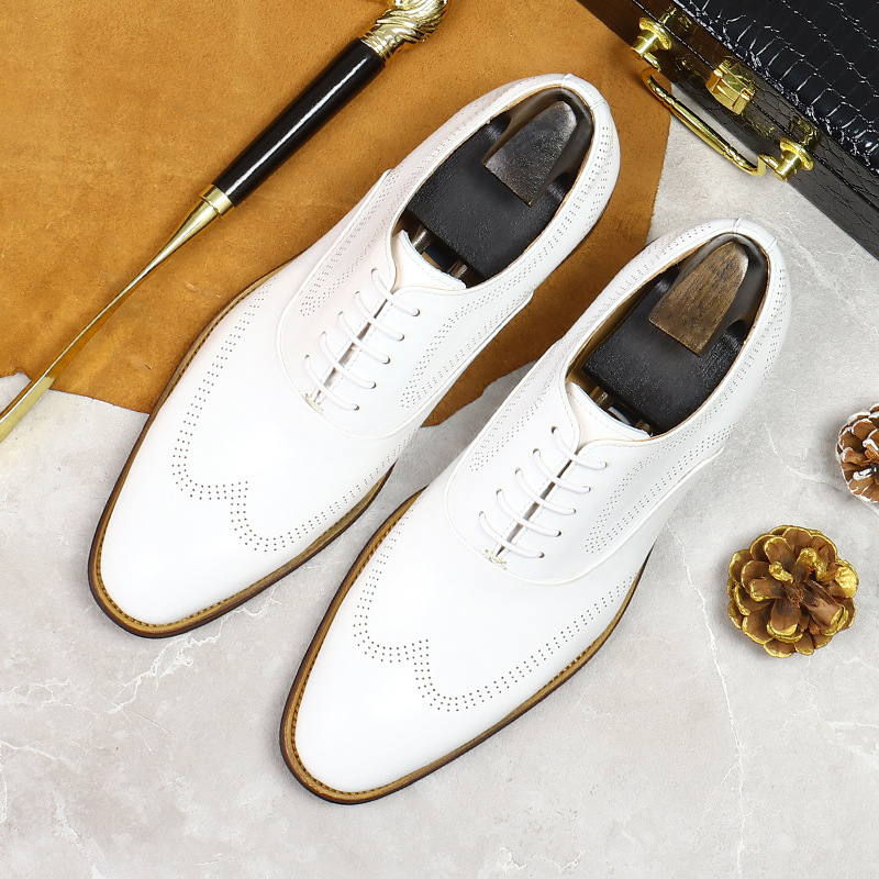 White Concise Wear-Resistant G - đánh giá và giá Oxford Shoes Brogue