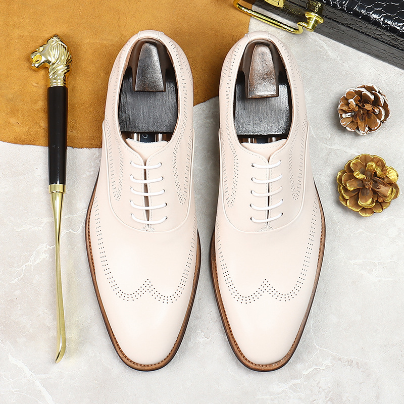 White Concise Wear-Resistant G - đánh giá và giá Oxford Shoes Brogue
