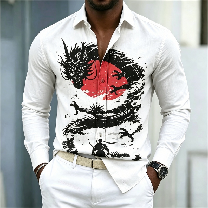 2026 New Men's Shirt White Bla - đánh giá và giá Mens Fashion Black Shirt