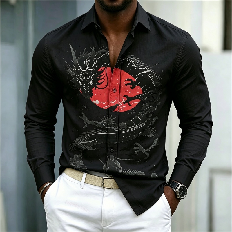 2026 New Men's Shirt White Bla - đánh giá và giá Mens Fashion Black Shirt