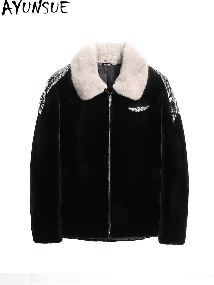 AYUSNUE Natural Mink Coat Men  - đánh giá và giá Men'S Fashion Zipper Jacket
