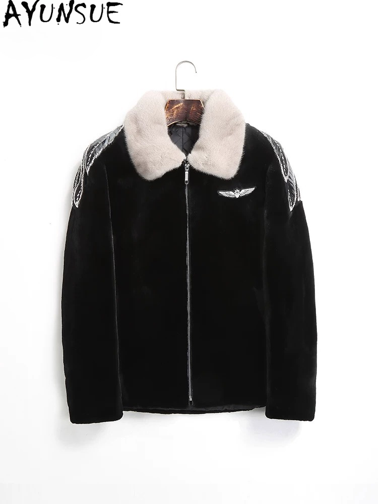 AYUSNUE Natural Mink Coat Men  - đánh giá và giá Men'S Fashion Zipper Jacket
