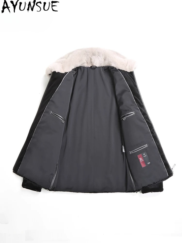 AYUSNUE Natural Mink Coat Men  - đánh giá và giá Men'S Fashion Zipper Jacket