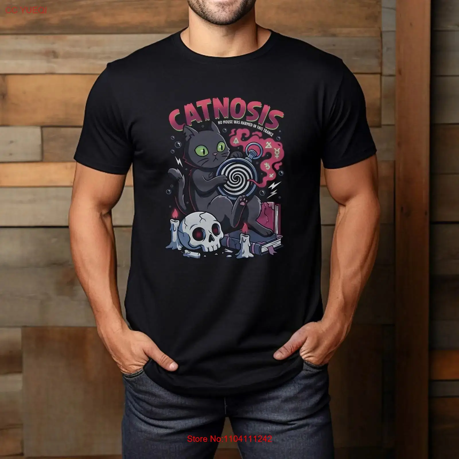 Catnosis Black Cat Hypnosis Ma - đánh giá và giá Mens Fashion Black Shirt